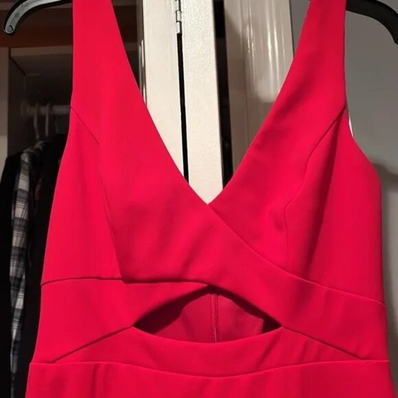 Aqua Red Cut-Out Maxi Evening Dress - Picture 5 of 6